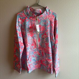 Lilly Pulitzer Skipper Popover Pink Sun Ray Summer Siren Sweatshirt